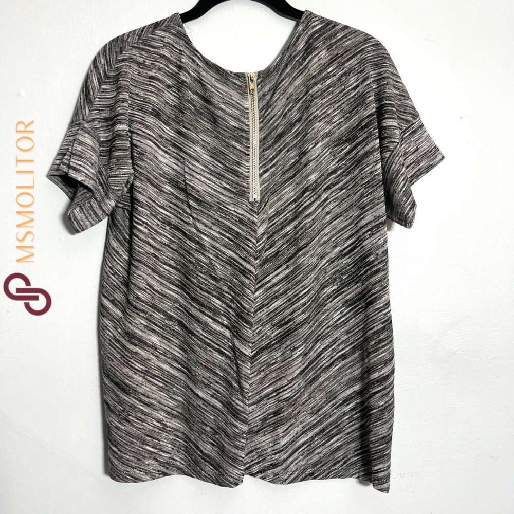 Women's M Gray Patterned Light Quarter-Zip Top